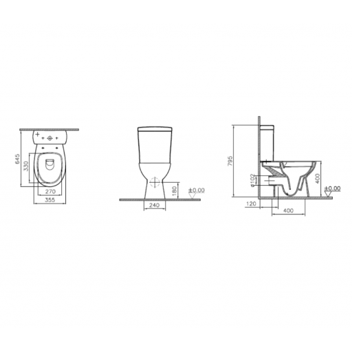 Унитаз-компакт напольный безободковый с бачком Vitra ZEITGEIST 9864B099-7208 с сиденьем Soft Close
